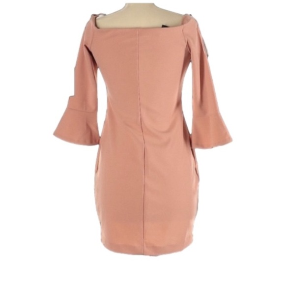 NWT Dynamite - Blush Boatneck 3/4 Length Bell Sleeve Dress - Picture 2 of 5